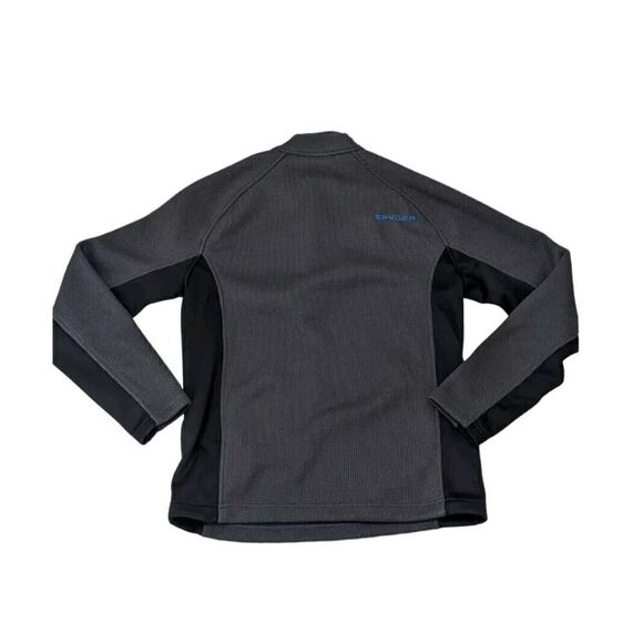 Spyder Sweater Jacket Medium Gray Black Outbound Blue Logo Quarter Zip - Picture 7 of 10